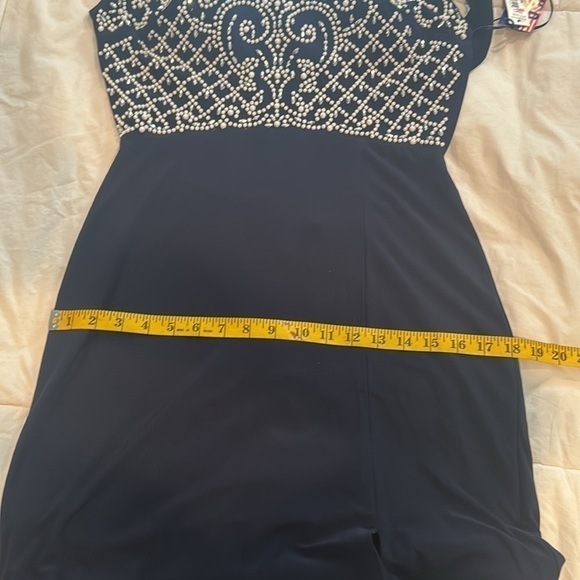 Morgan & Co NWT navy blue dress with white and silver bling made in USA 🇺🇸 - Picture 11 of 12